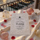 Victorian Baroque Filigree Swan Heart Wedding  招待状