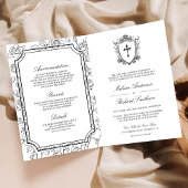 Victorian Black and White Catholic QR Code Wedding 招待状