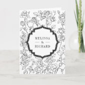 Victorian Black and White Catholic QR Code Wedding 招待状 (正面)