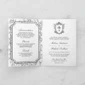 Victorian Black and White Catholic QR Code Wedding 招待状 (内部)