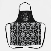 Victorian Black and White Damask Pattern エプロン (正面)