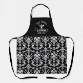 Victorian Black and White Damask Pattern エプロン (正面)
