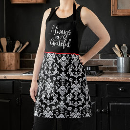 Victorian Black and White Damask Pattern エプロン