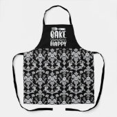 Victorian Black and White Damask Pattern エプロン (正面)