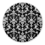 Victorian Black and White Damask Pattern セラミックノブ (正面)