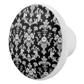 Victorian Black and White Damask Pattern セラミックノブ (右)