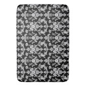 Victorian Black and White Damask Pattern バスマット (正面縦)