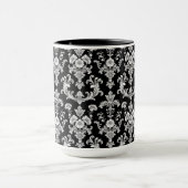 Victorian Black and White Damask Pattern マグカップ (中央)
