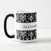 Victorian Black and White Damask Pattern モーフィングマグカップ (左)