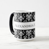 Victorian Black and White Damask Pattern モーフィングマグカップ (正面左)