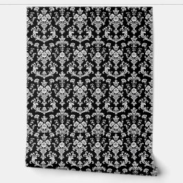 Victorian Black and White Damask Pattern 壁紙