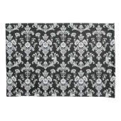 Victorian Black and White Damask Pattern 枕カバー (正面左)