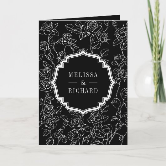 Victorian Black Catholic QR Code Wedding 招待状 (正面)