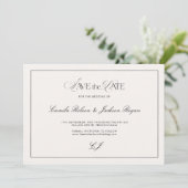 Victorian Black & Ivory Wedding Save the Date 招待状 (スタンド正面)