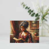 Victorian Black Woman In Red Reading ポストカード (スタンド正面)