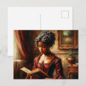Victorian Black Woman In Red Reading ポストカード (正面/裏面)