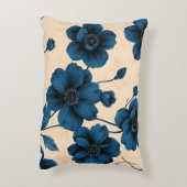 Victorian Blue Flowers on Beige Background Pillow アクセントクッション (裏面(縦))