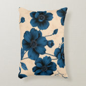 Victorian Blue Flowers on Beige Background Pillow アクセントクッション (正面(垂直))