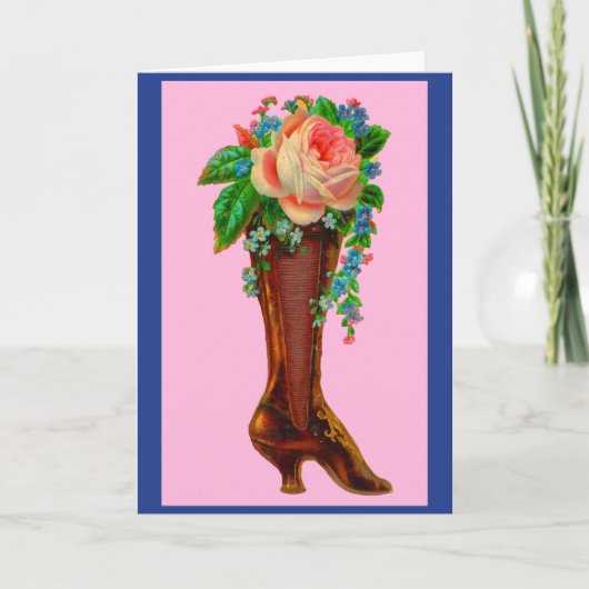 Victorian boot holding flowers カード (正面)