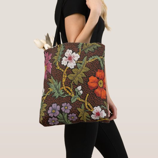 Victorian Botanical Drawing Floral Accessory Pouch トートバッグ (クローズアップ)