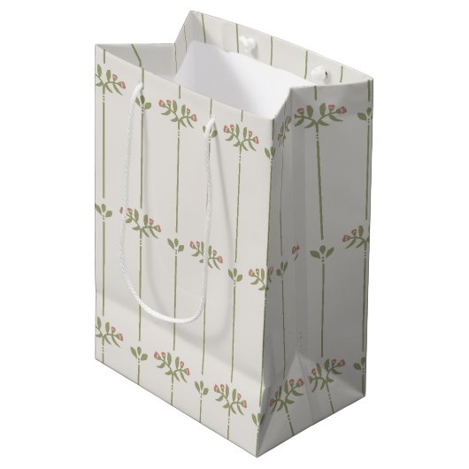 Victorian Botanical Traditional Stripes ミディアムペーパーバッグ (正面アングル)