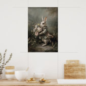 Victorian Bunny Jacket Bouquet Print, Easter ポスター (キッチン)