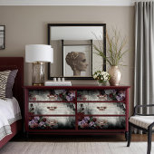 Victorian Burgundy Rose Script Decoupage Craft 薄葉紙