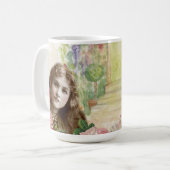Victorian Cabbage Roses Woman Floral コーヒーマグカップ (正面左)