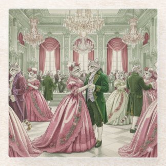 Victorian Cat Ball Glass Coaster ガラスコースター