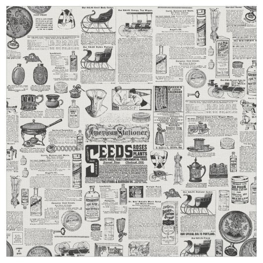 victorian catalog black white antique toile ファブリック (クローズアップ)