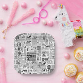 victorian catalog black white antique toile ペーパープレート (パーティー)