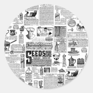 victorian catalog black white antique toile ラウンドシール