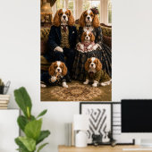 Victorian Cavalier King Charles Spaniel Family Por ポスター (ホームオフィス)