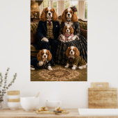 Victorian Cavalier King Charles Spaniel Family Por ポスター (キッチン)
