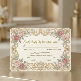 Victorian Cherub Ornate Floral Scroll 出欠カード