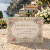 Victorian Cherub Ornate Floral Scroll 出欠カード