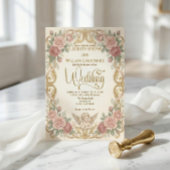 Victorian Cherub & Rococo Floral Frame Wedding 招待状