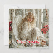 Victorian Christmas angel red white gold winter  シーズンカード (正面)