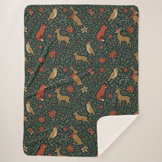 Victorian Christmas Animal & Botanical シェルパブランケット (正面)