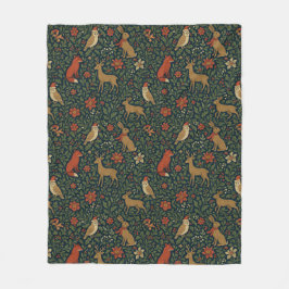 Victorian Christmas Animal & Botanical  フリースブランケット
