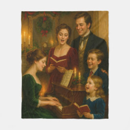 Victorian Christmas Blanket – Caroling by Fireligh フリースブランケット