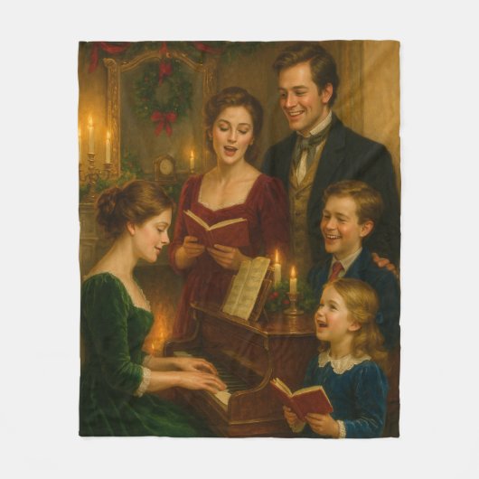 Victorian Christmas Blanket – Caroling by Fireligh フリースブランケット (正面)