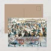 Victorian Christmas Central Park Currier & Ives シーズンポストカード (正面/裏面)