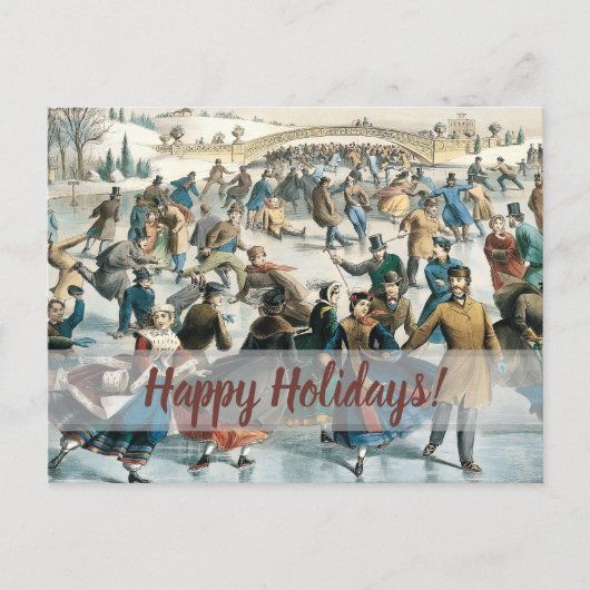 Victorian Christmas Central Park Currier & Ives シーズンポストカード (正面)