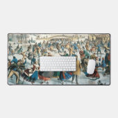 Victorian Christmas Central Park Currier & Ives デスクマット (キーボード&マウス)