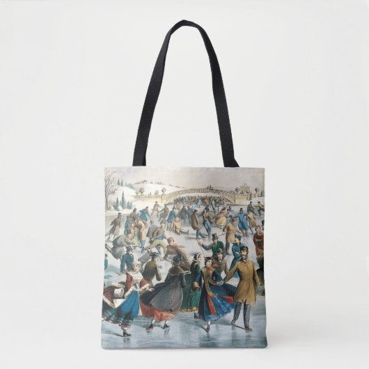Victorian Christmas Central Park Currier & Ives トートバッグ (正面)