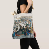 Victorian Christmas Central Park Currier & Ives トートバッグ (クローズアップ)