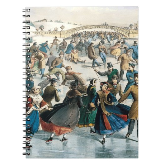 Victorian Christmas Central Park Currier & Ives ノートブック (正面)