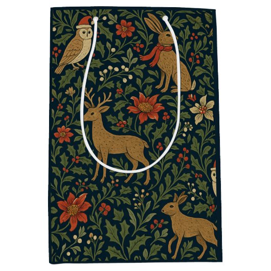 Victorian Christmas Floral  ミディアムペーパーバッグ (正面)