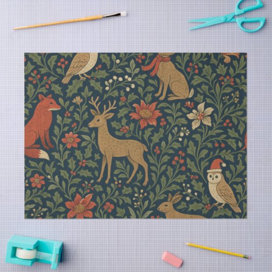 Victorian Christmas Floral  薄葉紙 (クラフト)